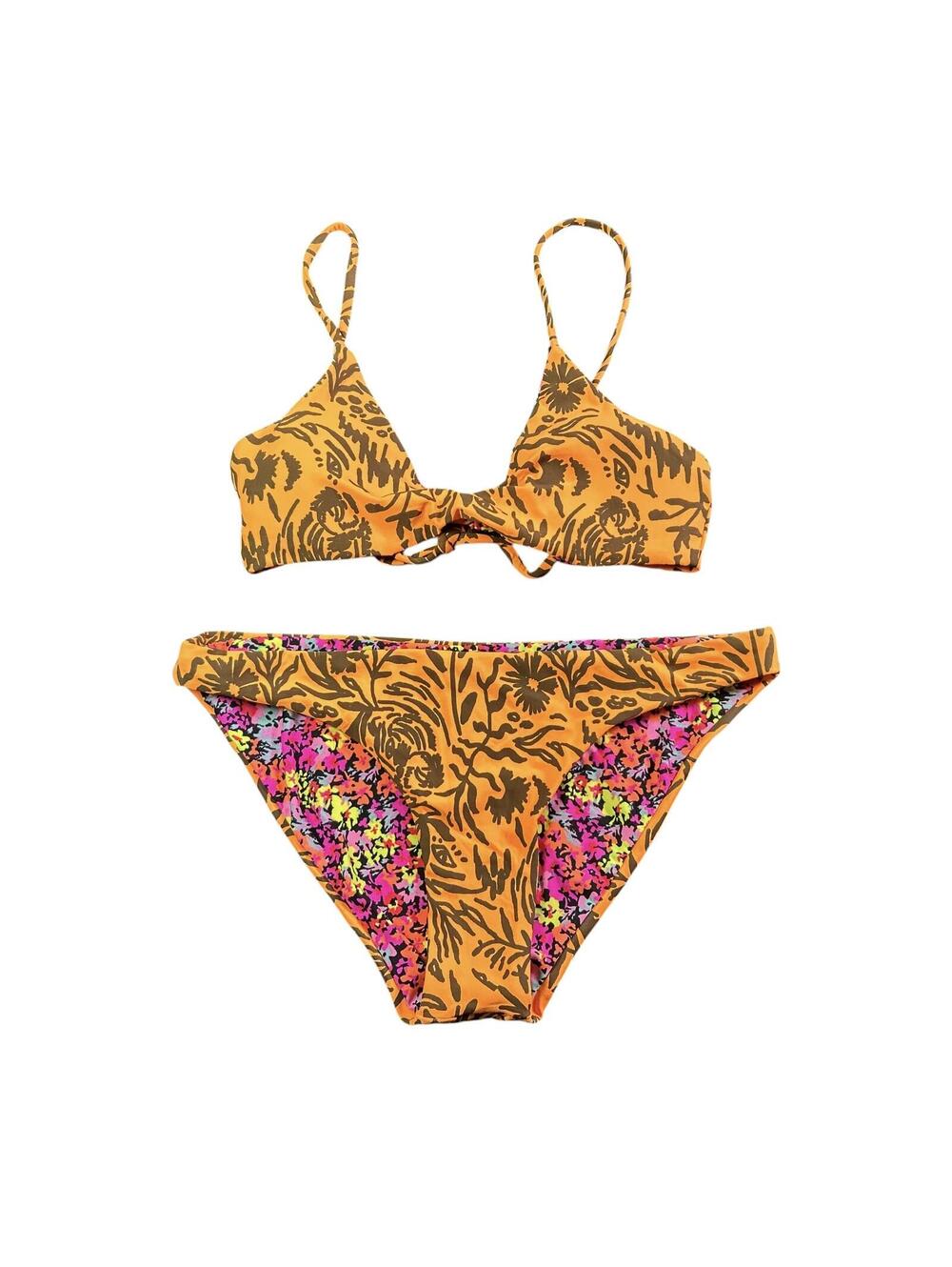 MAAJI reversible orange/floral eco friendly bikini top hipster cheeky bottom set